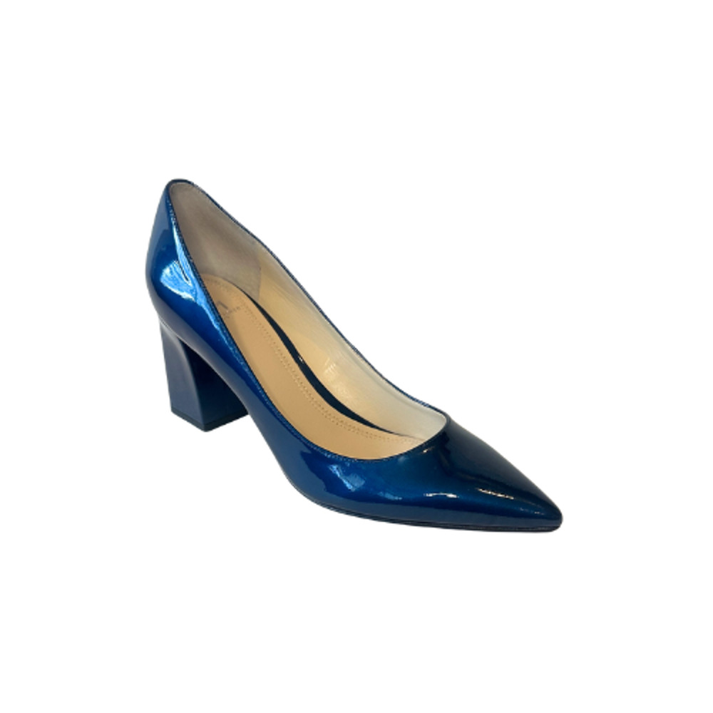 Marc Fisher LTD Zala Pumps Women's 8M Pointy Toe Block Heels Patent Leather Blue